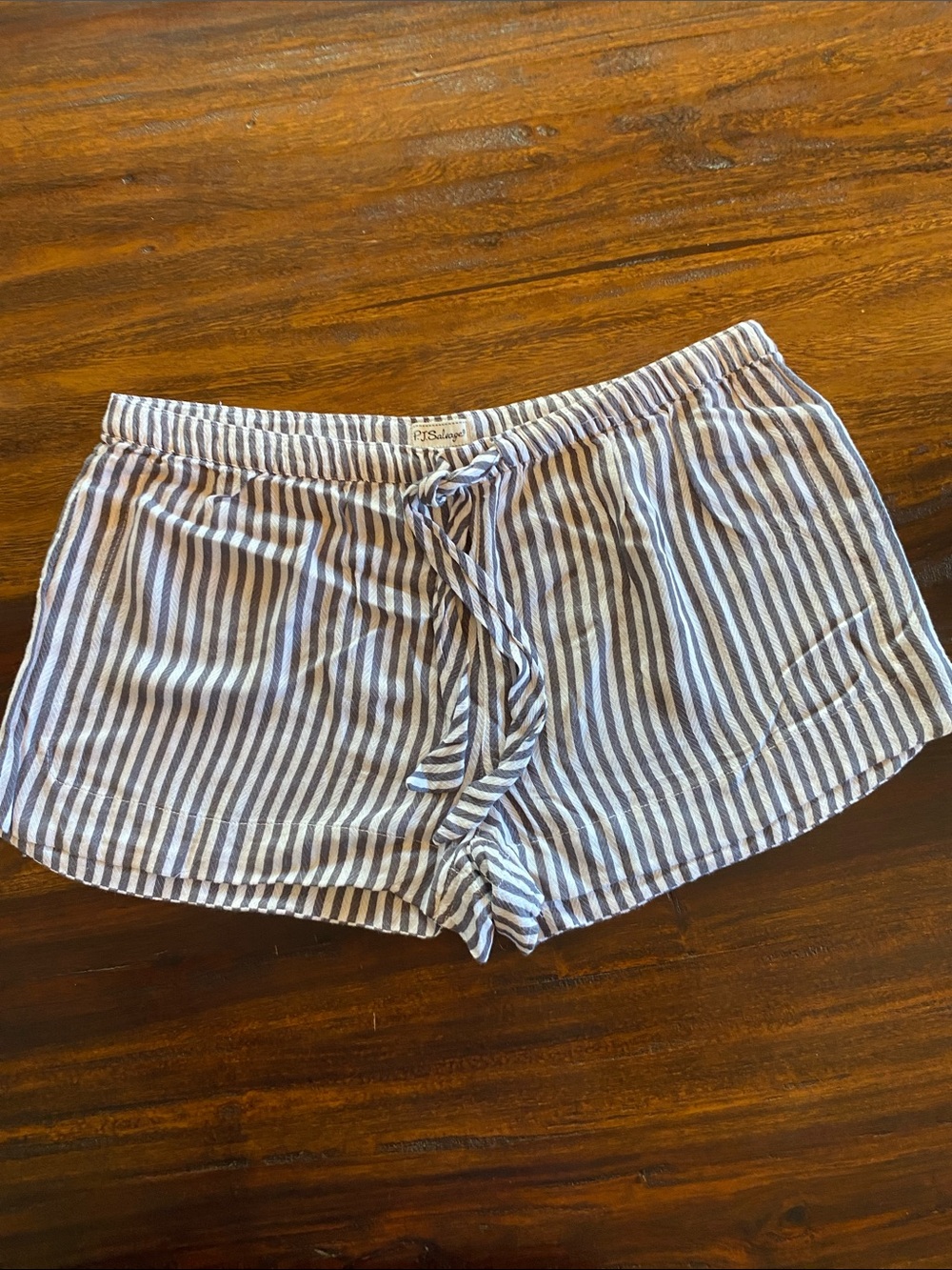 PJ Salvage Grey and White Striped Cotton Lounge Shorts